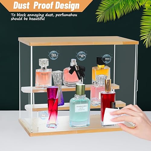 Miniatura 4 de Almacenamiento de perfumes con puerta a prueba de polvo y agua, organizador de perfumes de madera, organizador de fragancias para tocador,