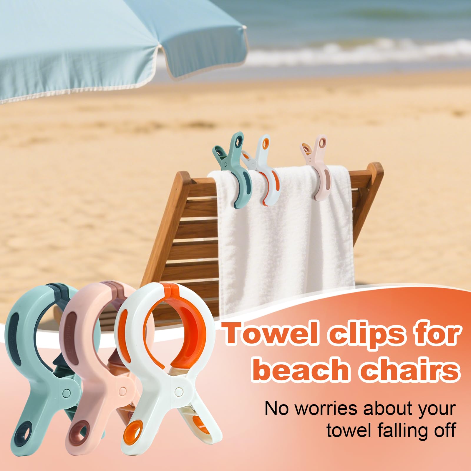 8 sztuk spinaczy do ręczników do leżaków plażowych, wiatroszczelnych spinaczy do bielizny, antypoślizgowe spinacze do bielizny, duże, do codziennego prania, ręczników kąpielowych, pościeli