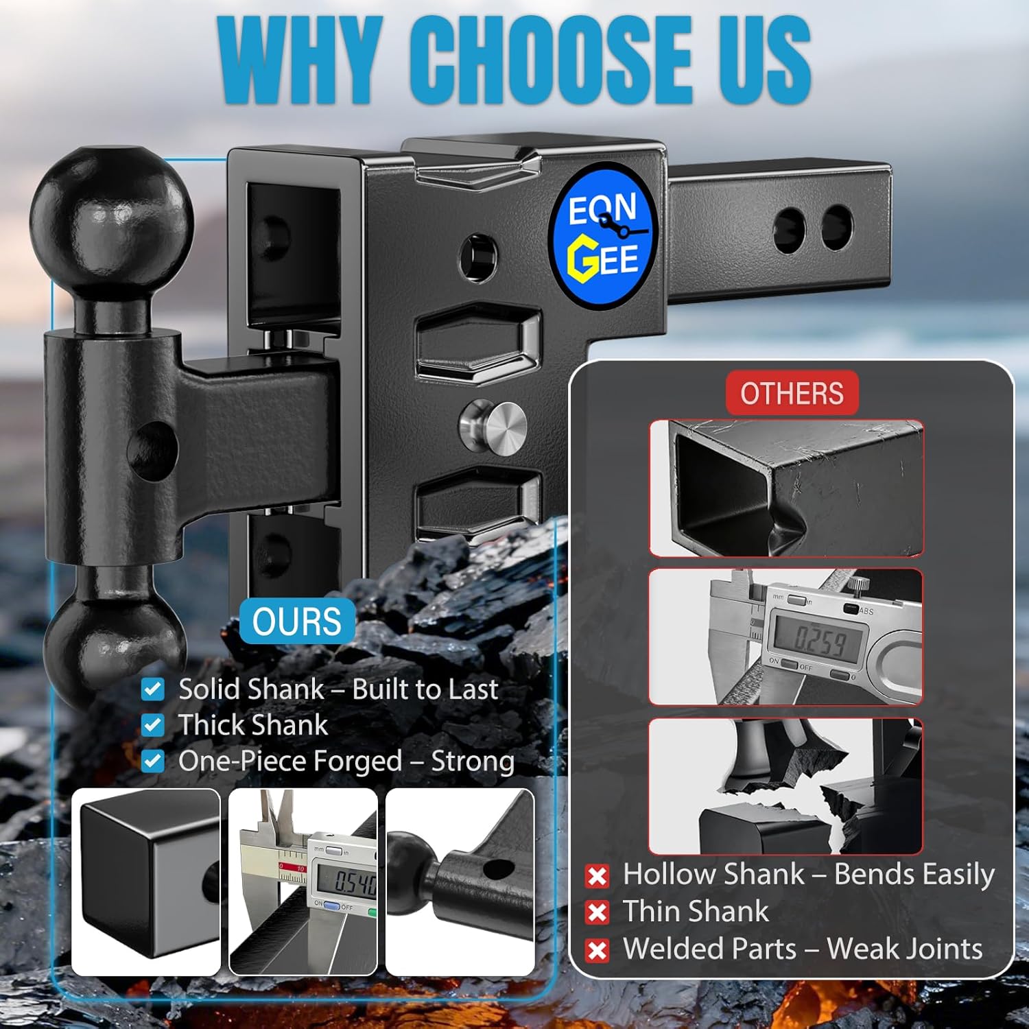 Trailer Hitch Fit 2 Inch Receiver, Drop Hitch 7.5" Drop & Rise, Adjustable Tow Hitch for Trucks RV Camper 8000 LBS Towing Capacity with 2"& 2-5/16" Dual Ball Mount, Includes Hitch Pins & Clips