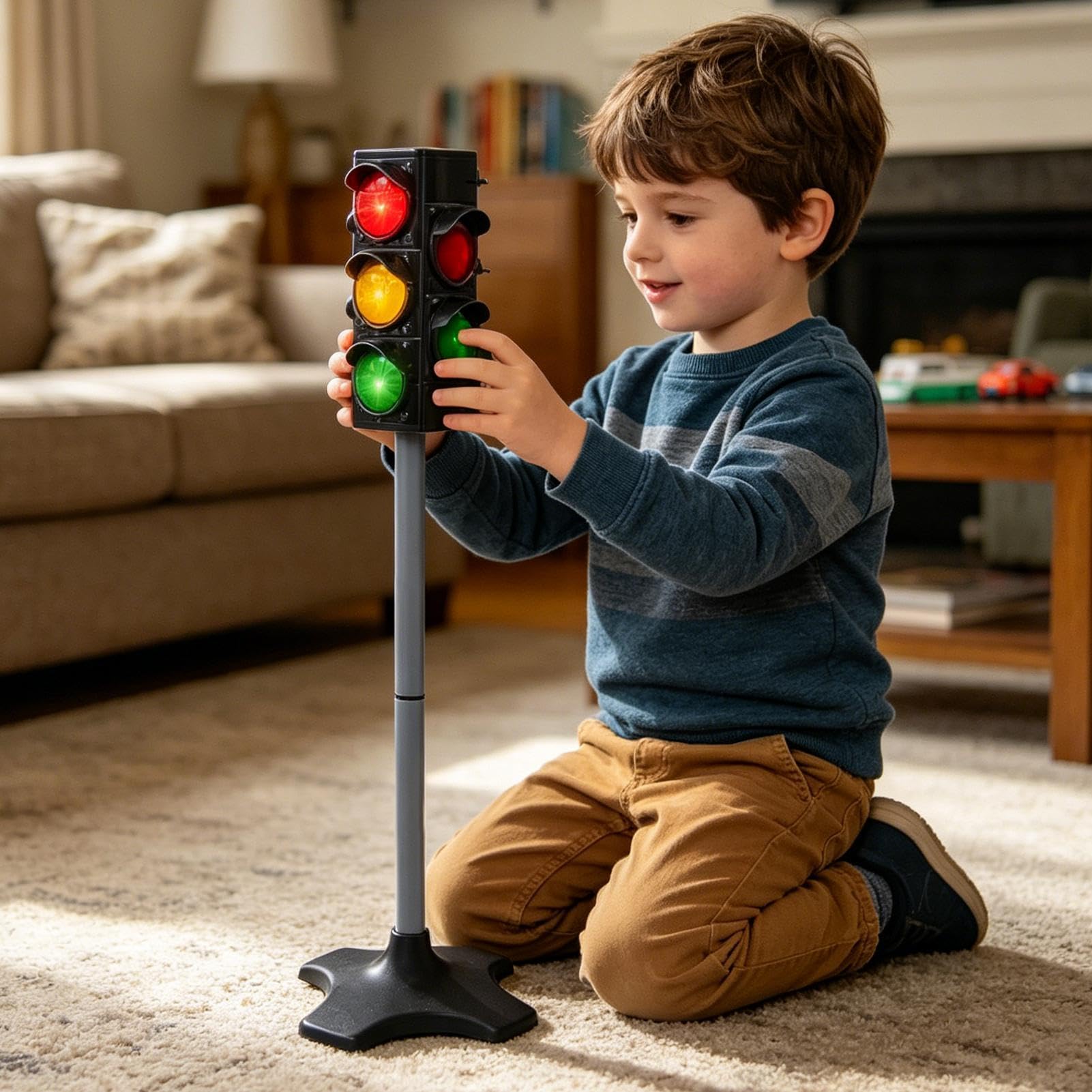 Ampel 71,9 cm leichtes pädagogisches Lernspielzeug mit Licht- und | Simulations-Sicherheits-Verkehrsampel für Wohnzimmer, Kinderzimmer, Rollenspielbereich und Tischplatte