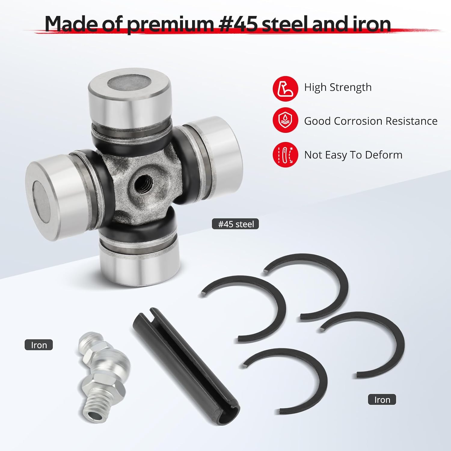 JAVIK Front & Rear Prop Shaft U-Joint for Polaris Ranger 500 700 800 Diesel-900 2000-2014 Sportsman 550 600 700 800 850 High Lifter 2002-2017 （4 Set)