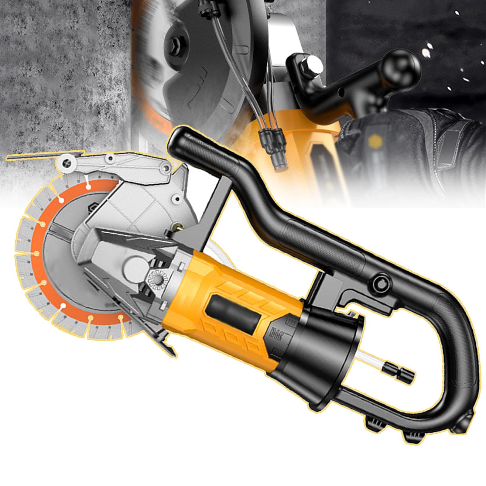 Macchina scanalatrice per pareti da 4200 W, utensile per il taglio di pareti in calcestruzzo a 7500 giri/min con 1/3/5 pezzi di denti di sega da 195 mm, profondità di taglio 55-70 mm