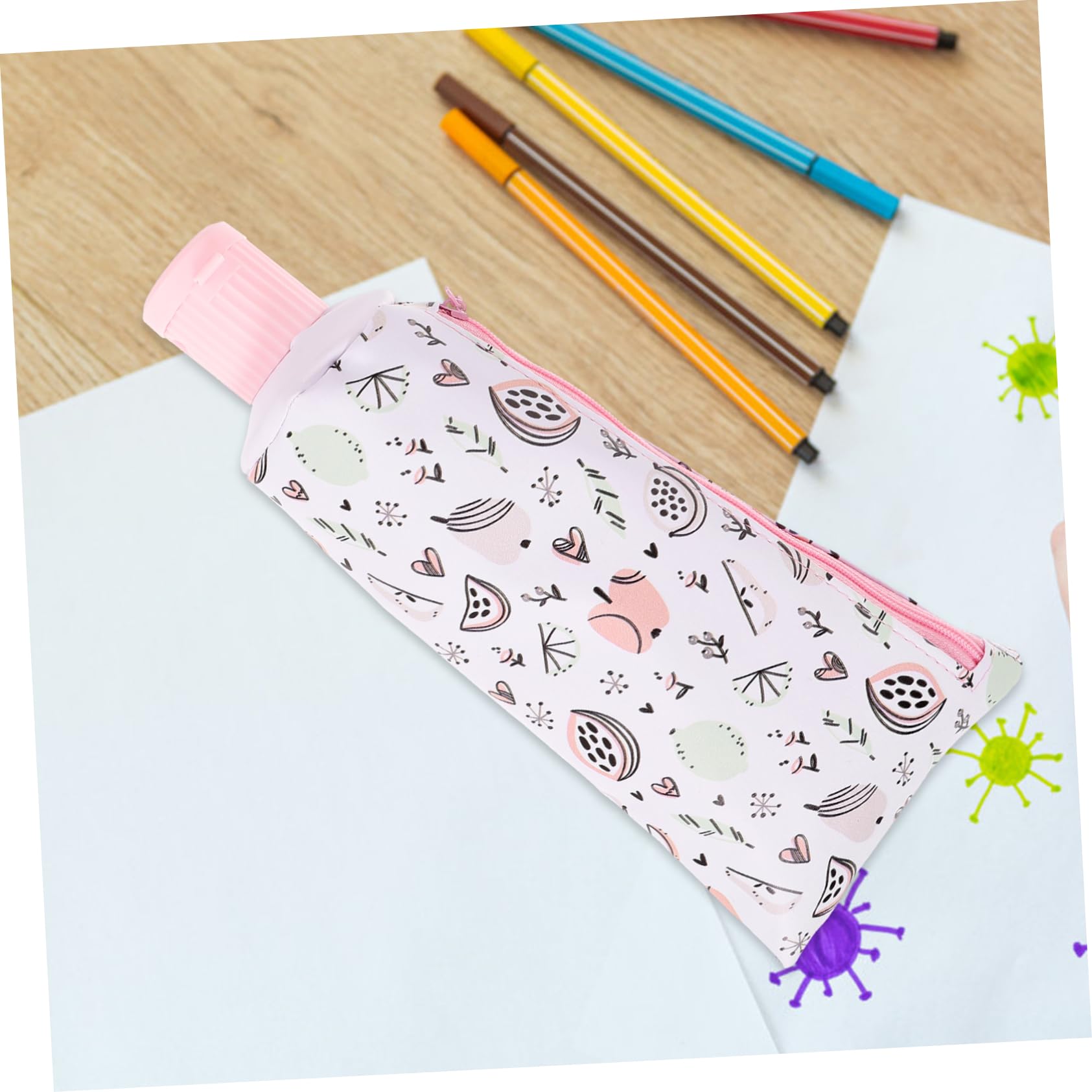 Angoily Trousse à Crayons Réutilisable Petite Trousse Forme de Dentifrice Sac de Rangement Pratique pour Stylos et Fournitures Scolaires