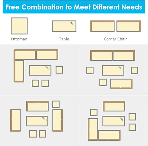 Miniatura 5 de Tangkula Juego de muebles de patio para 6, 7 piezas para todo tipo de clima, sofá seccional de mimbre de polietileno resistente con mesa de comedor