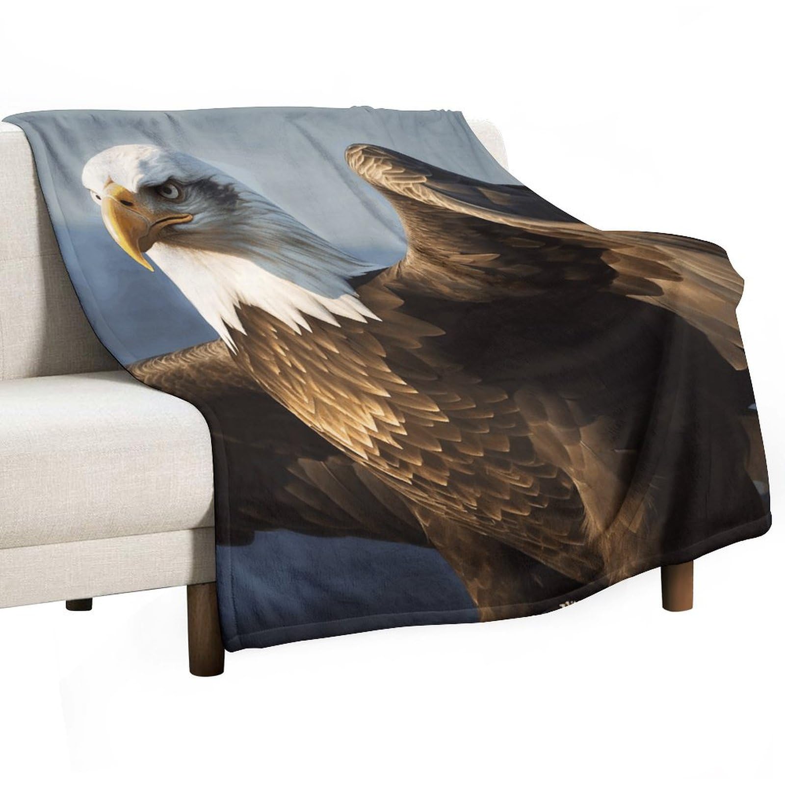 Couverture en flanelle premium toucher peluche avec imprimé aigle élégant
