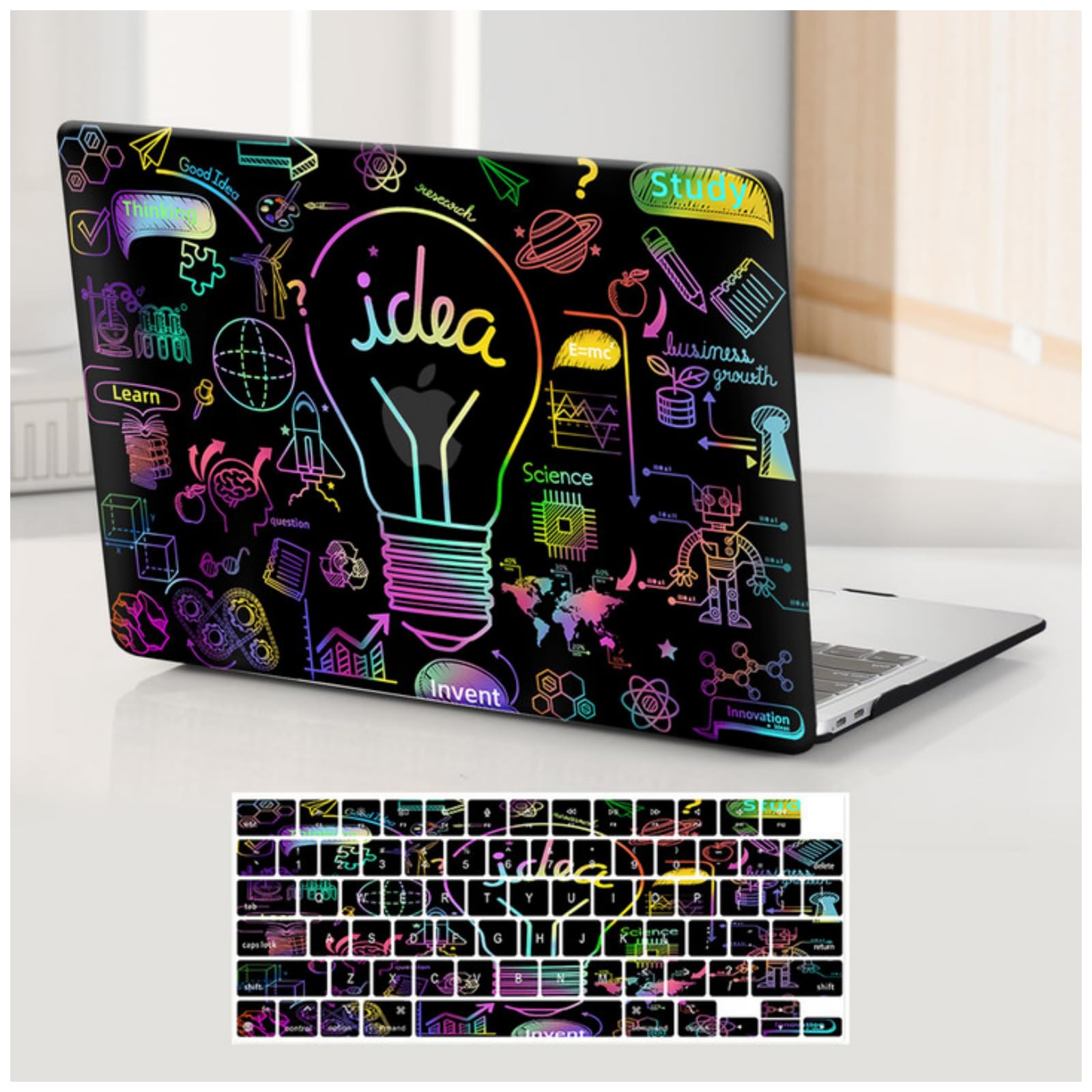 Compatible with MacBook Air 15 inch Case 2023 2024 2025 M4 A3241 M3 A3114 M2 A2941, Plastic Print Laptop Hard Shell Cases & Keyboard Cover for Mac Air 15 Laptop Pattern, Bulb