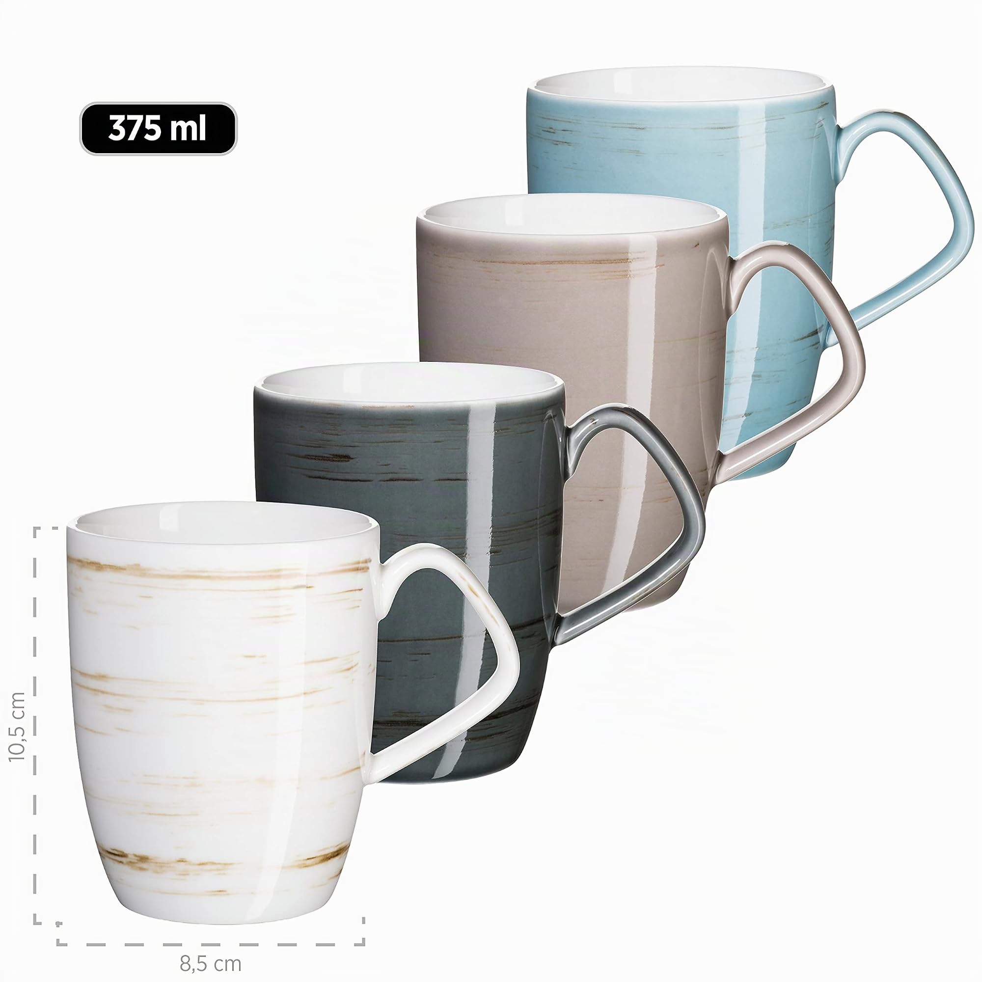 MÄSER 931448 Serie Derby, set di stoviglie premium con piatti quadrati per 4 persone in qualità gastronomica, servizio moderno combinato, 16 pezzi, colori pastello, porcellana durevole