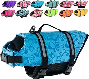 Doglay Dog Life Jacket with Rescue Handle, Dog Life Vest for Swimming Boating, Adjustable Reflective Puppy Swim Vest with Superior Buoyancy for Small Medium Large Dogs