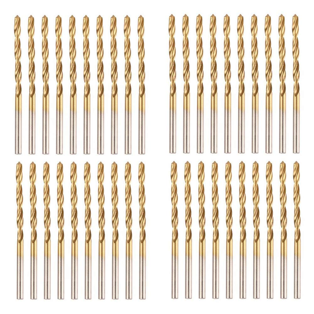 DRILLFORCE 5/16" HSS Drill Bits, 40pcs Titanium Coated, Jobber Length, 5/16 inch Twist Drill Bits, Drill bits for Metal Drilling