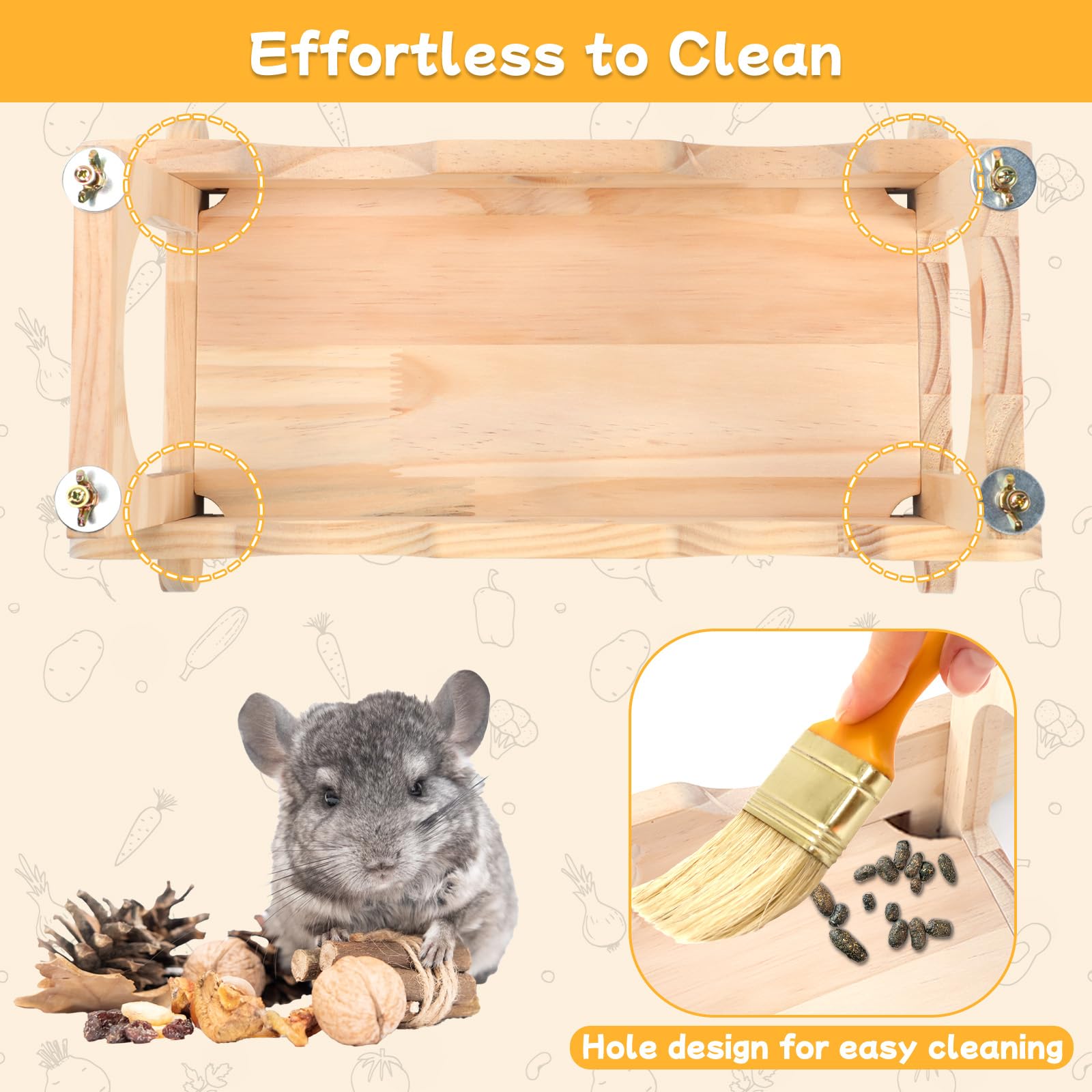 BWOGUE Chinchilla Hängebrücke, hängende große Kleintier-Holzbrücke und Plattform, Chinchilla-Länder und Plattformen Set für Zuckergleiter, Eichhörnchen, Chinchillas Lebensraum Spielzeug