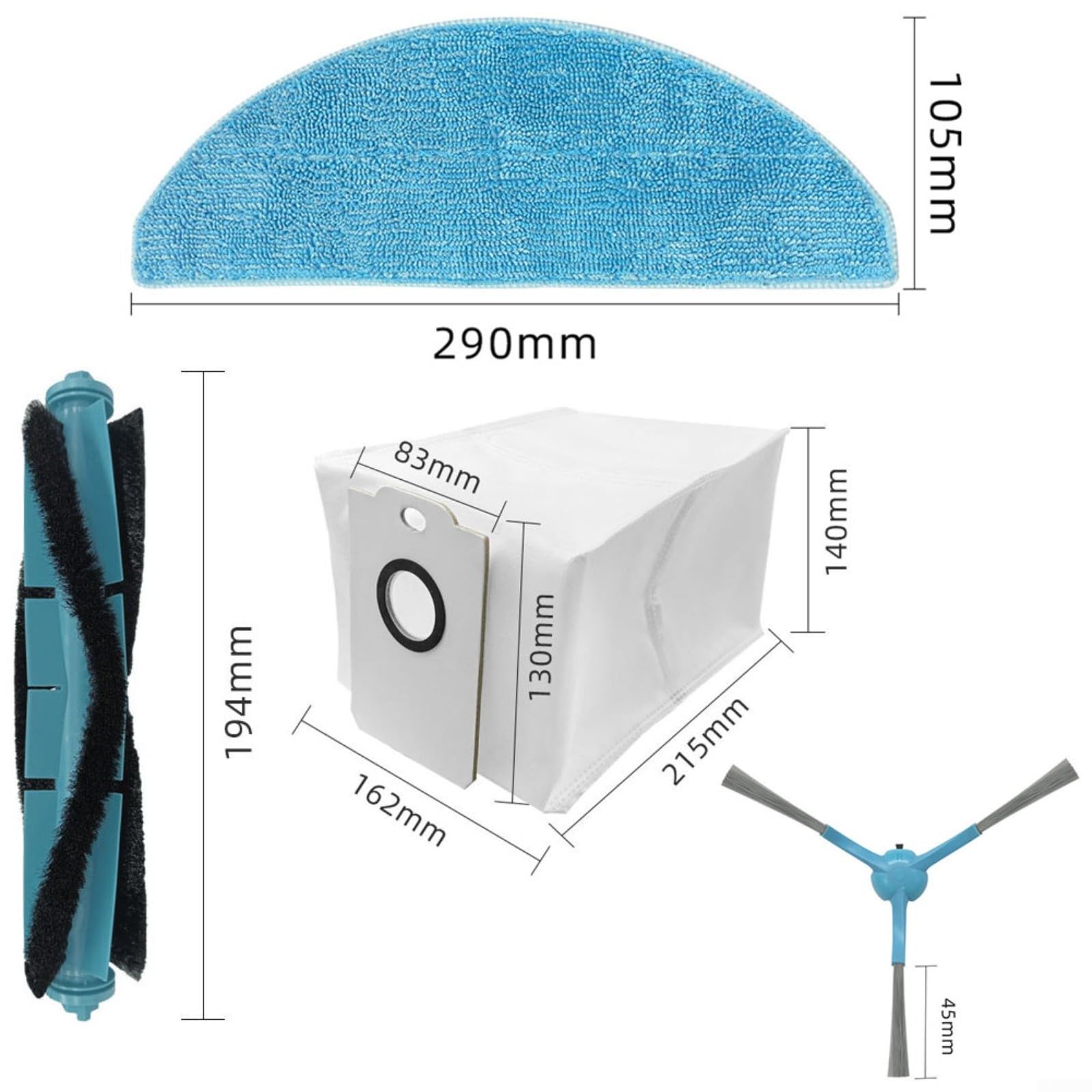 Kit De Recambios Para Aspiradora Robot Conga | Incluye Cepillos, Filtros Y Paños De Fregona | Compatible 7490/8290