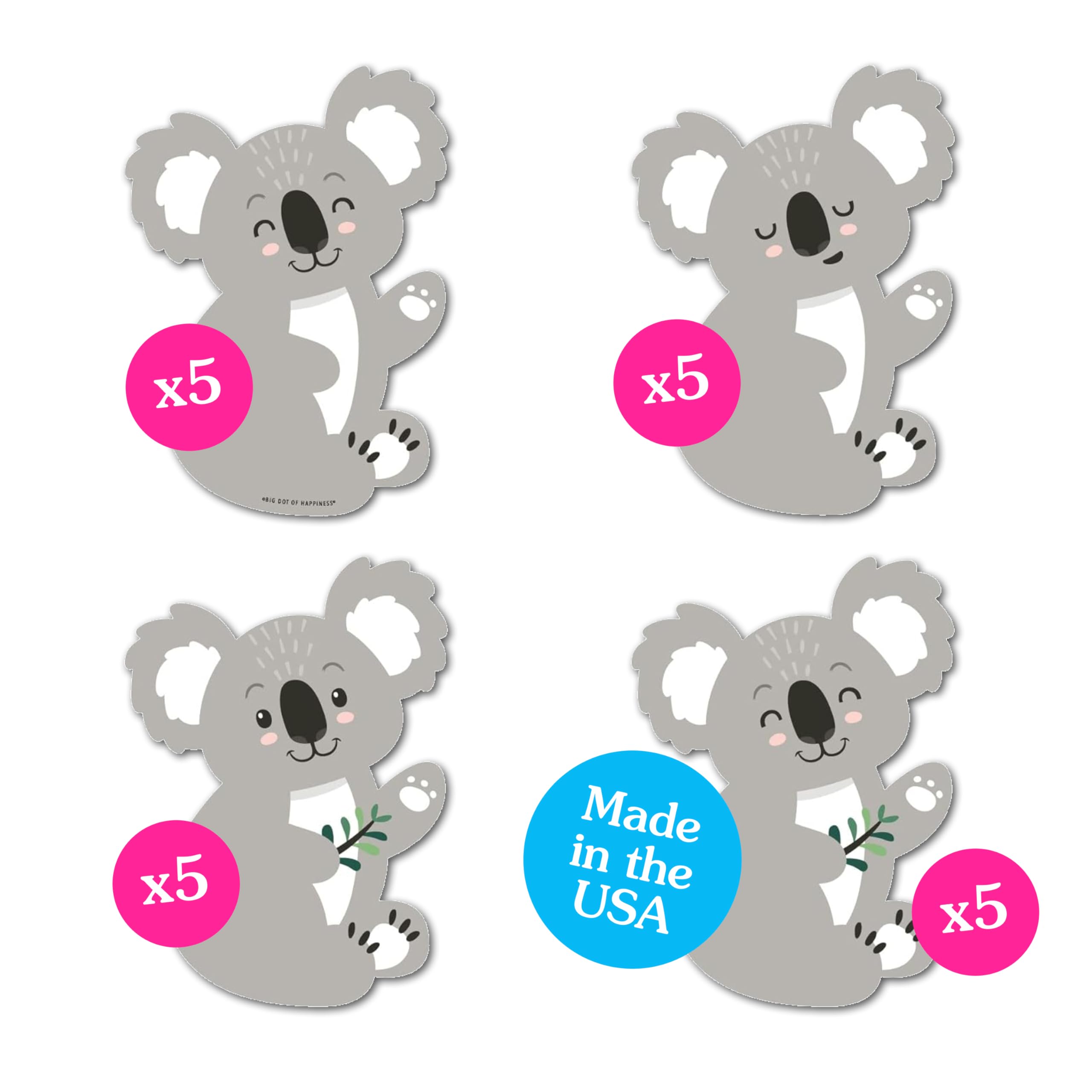Big Dot of Happiness Koala Cutie - Waving Koala Decorations DIY Bear Birthday Party and Baby Shower Essentials - Set of 20