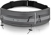MIER Slim Running Belt Fanny Pack with Marathon Bib Clip - Phone Holder Waist Pack for Men Women Jogging, Cycling, Hiking (Gray)