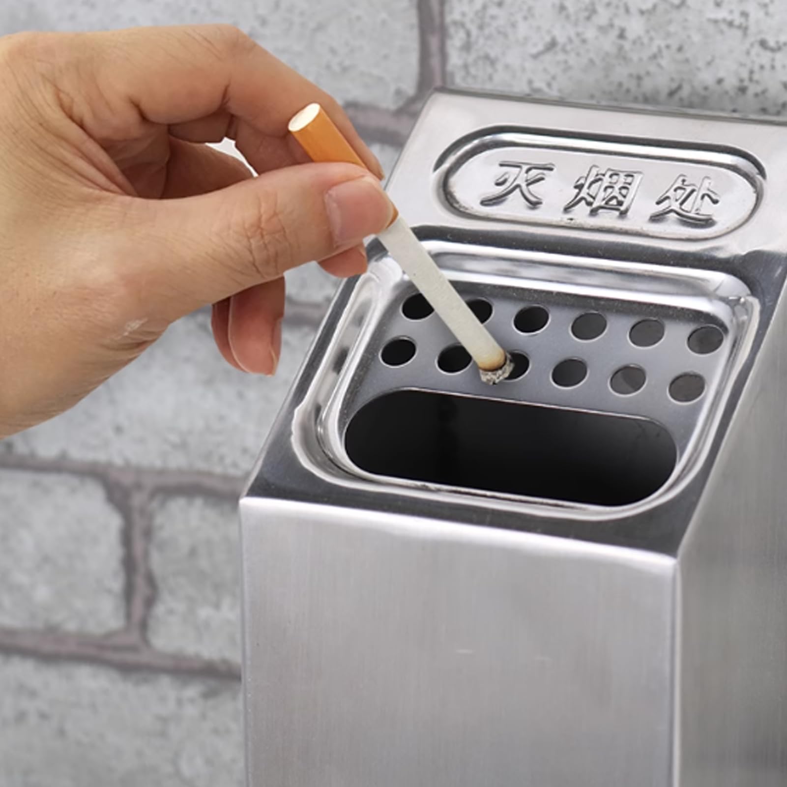 Posacenere da parete, grande capacità in acciaio inox, contenitore per sigarette, per uso esterno, facile da pulire, per lo smaltimento del fumo esterno