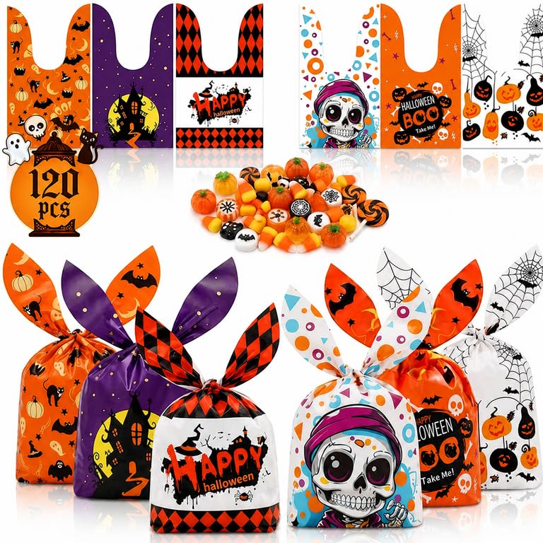 Rayakt 120Pcs Halloween Sweets Candy Bags for Trick or Treating