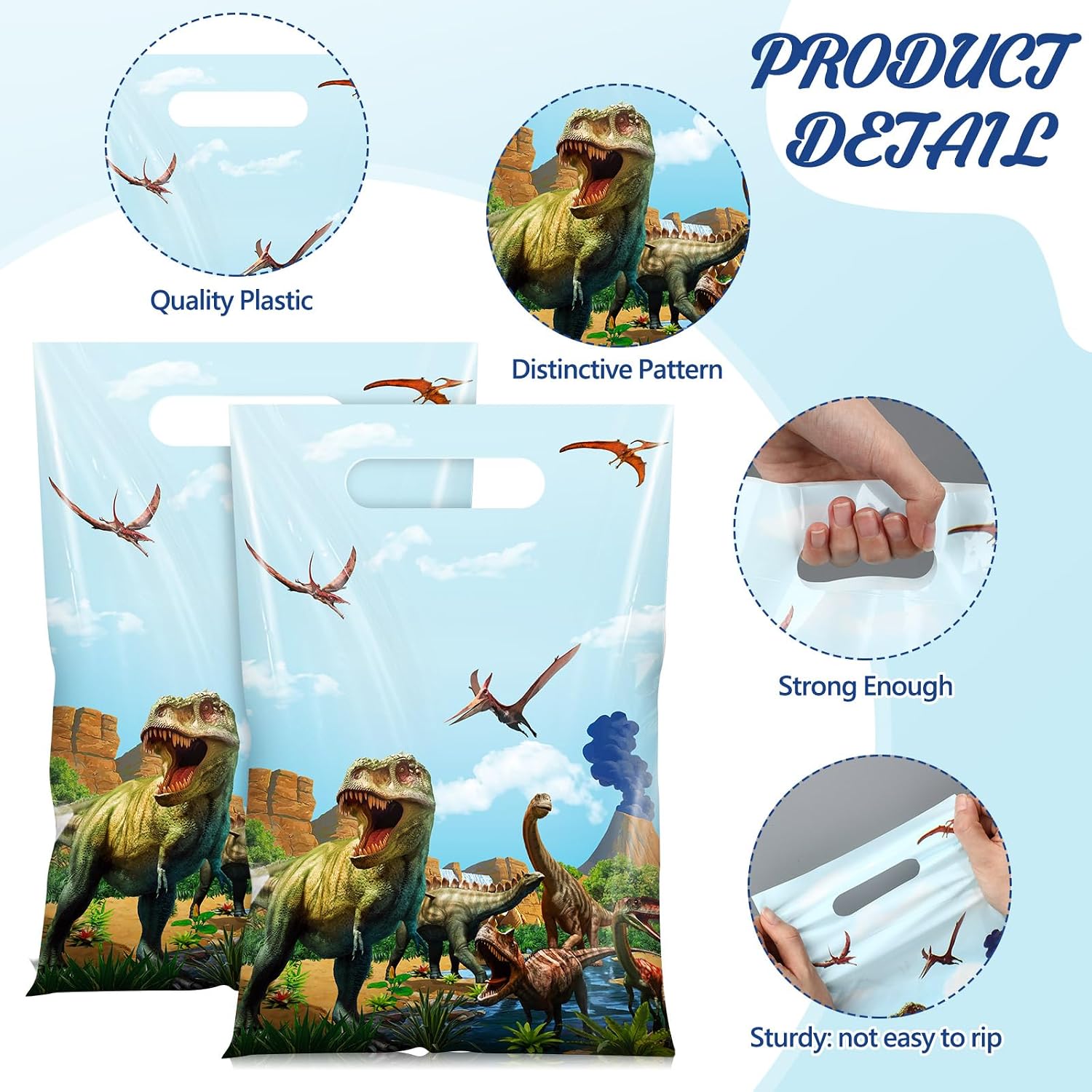 Capoda 50 Pcs Dinosaur Bag Bulk Dino Party Favor Bag, Popular image 3