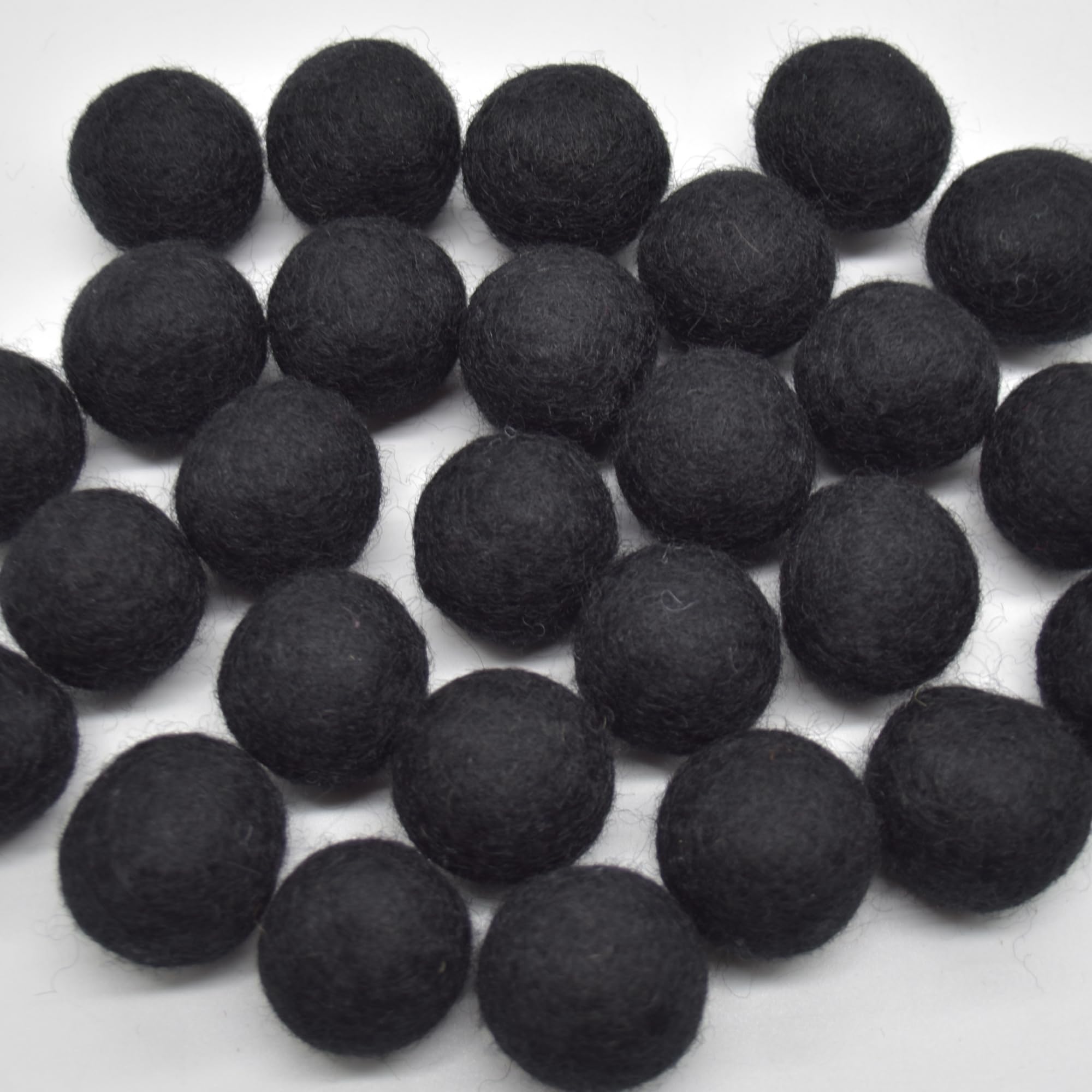 Oriental Direct Based In Yorkshire Black 100% Wool Felt Balls - 2Cm - 20 Felt Balls