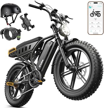 TST Electric Bike for Adults 1500W Peak 20" Fat Tire All-Terrain E-Bike 60/130 Miles Electric Dirt Bike - 48V 15/30AH Battery Electric Bicycle