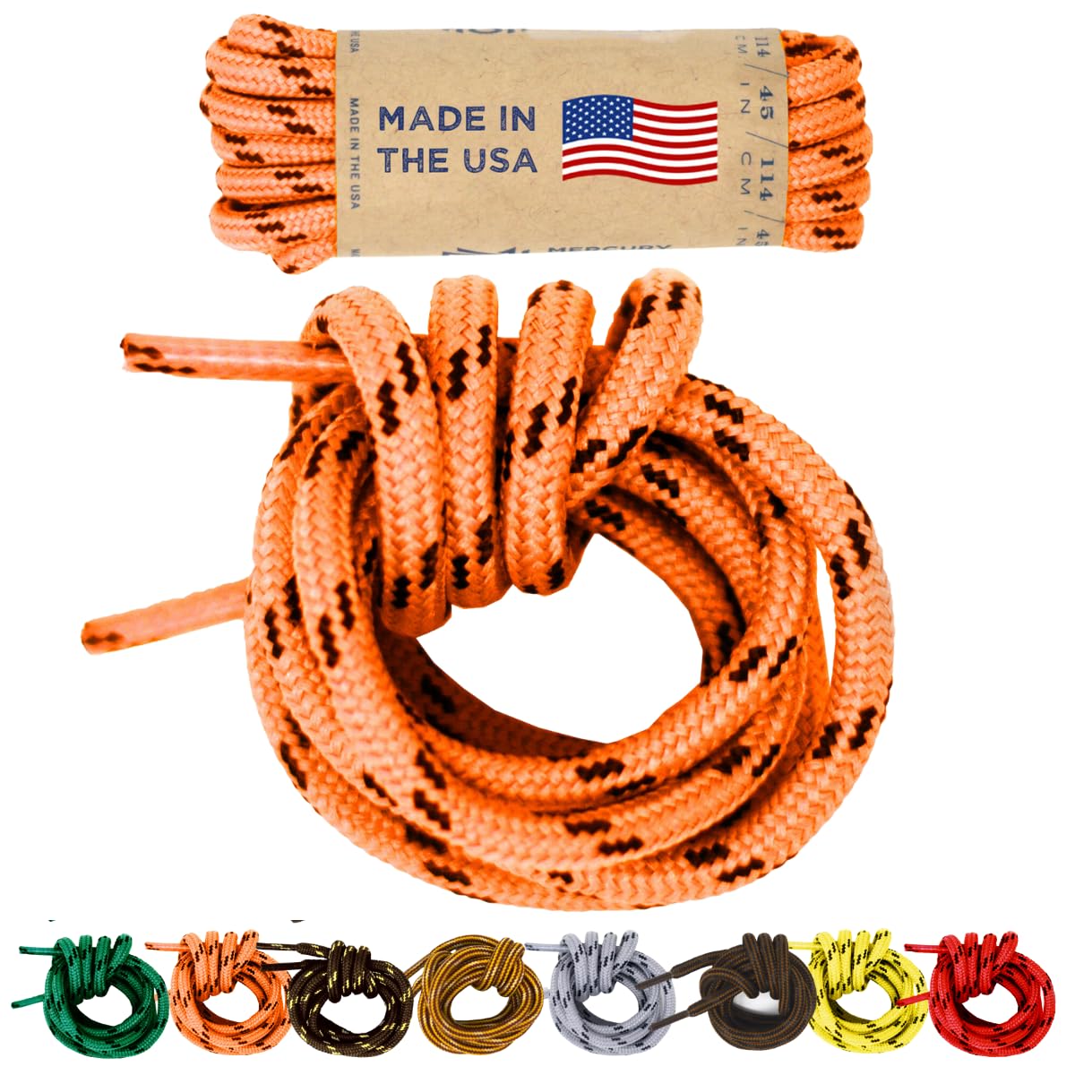 Mercury + Maia Honey Badger Boot Laces Heavy Duty w/Kevlar - Made in USA - Thick Bootlaces for Work and Hiking Boots