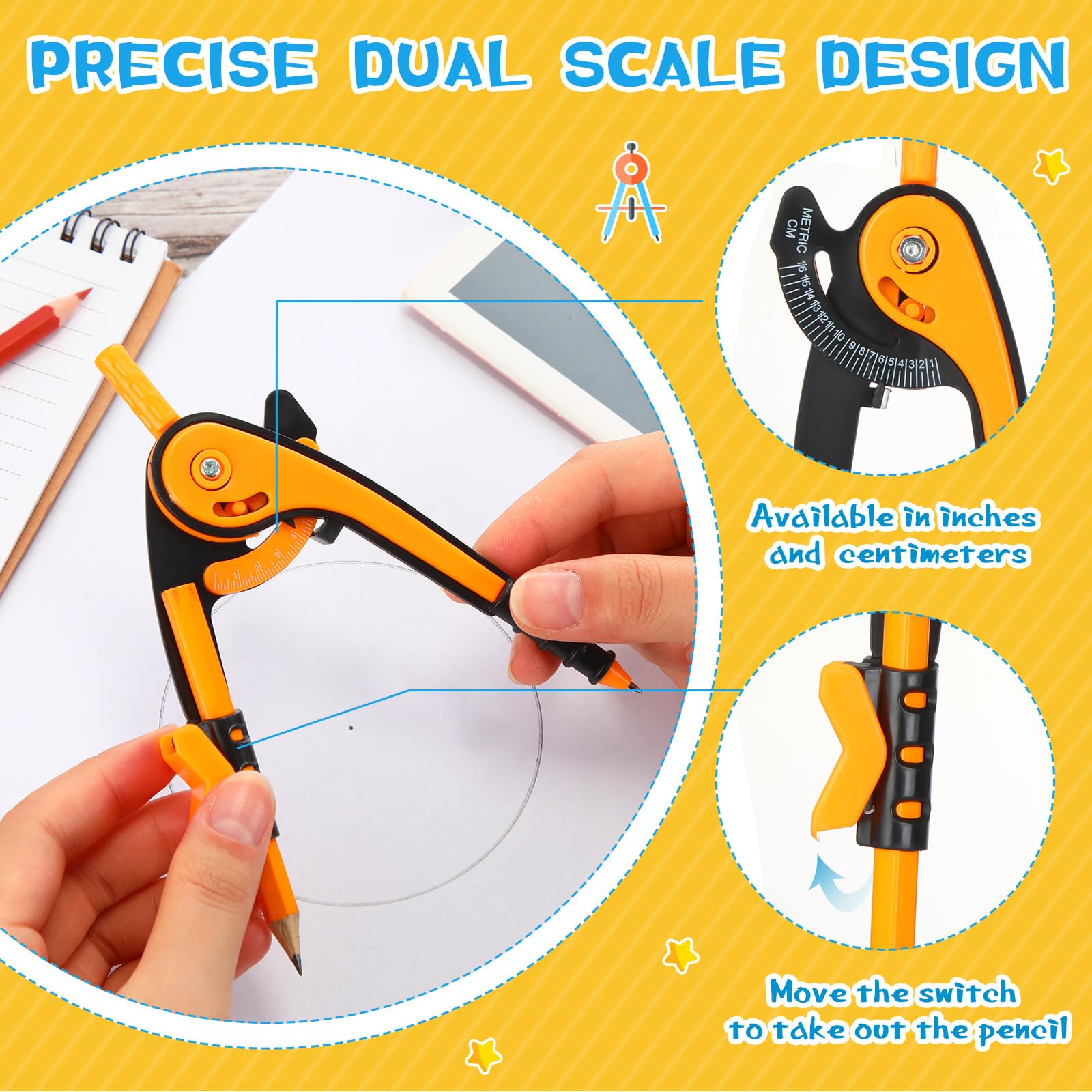 Nice Quality Plastic Easurable Drawing Stationery Ath Copass With Pencil - Copass, Pencil Copass
