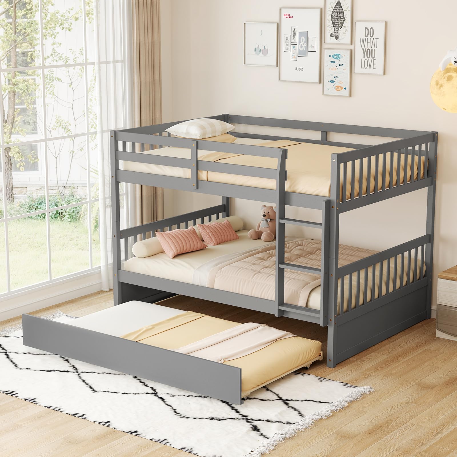 KOMFOTT Full Over Full Bunk Bed with Trundle