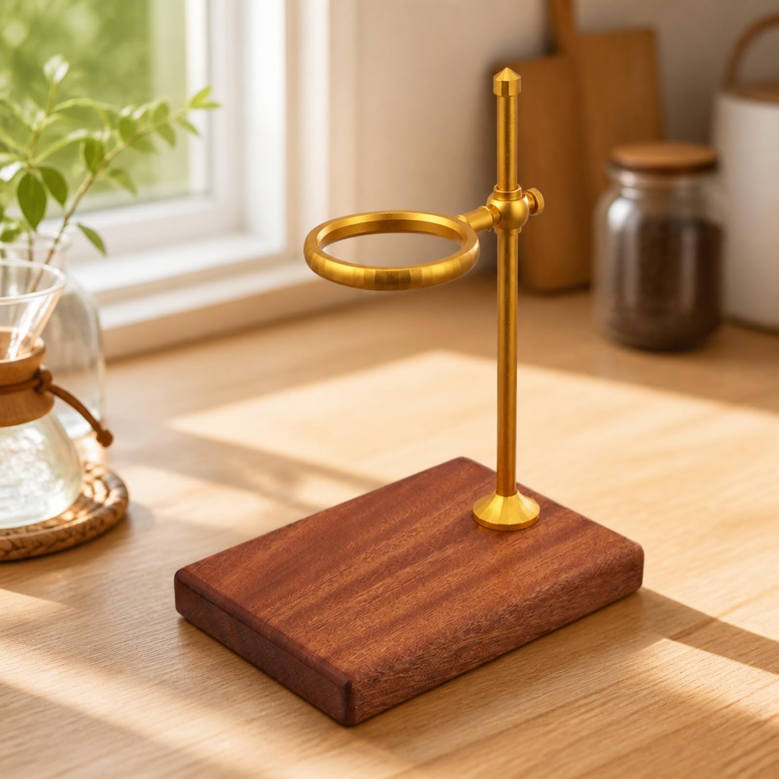 Filtro Pour Over con Base in Legno Minimalista con Base Antiscivolo Elegante Anello Regolabile per, Ufficio, Stile B