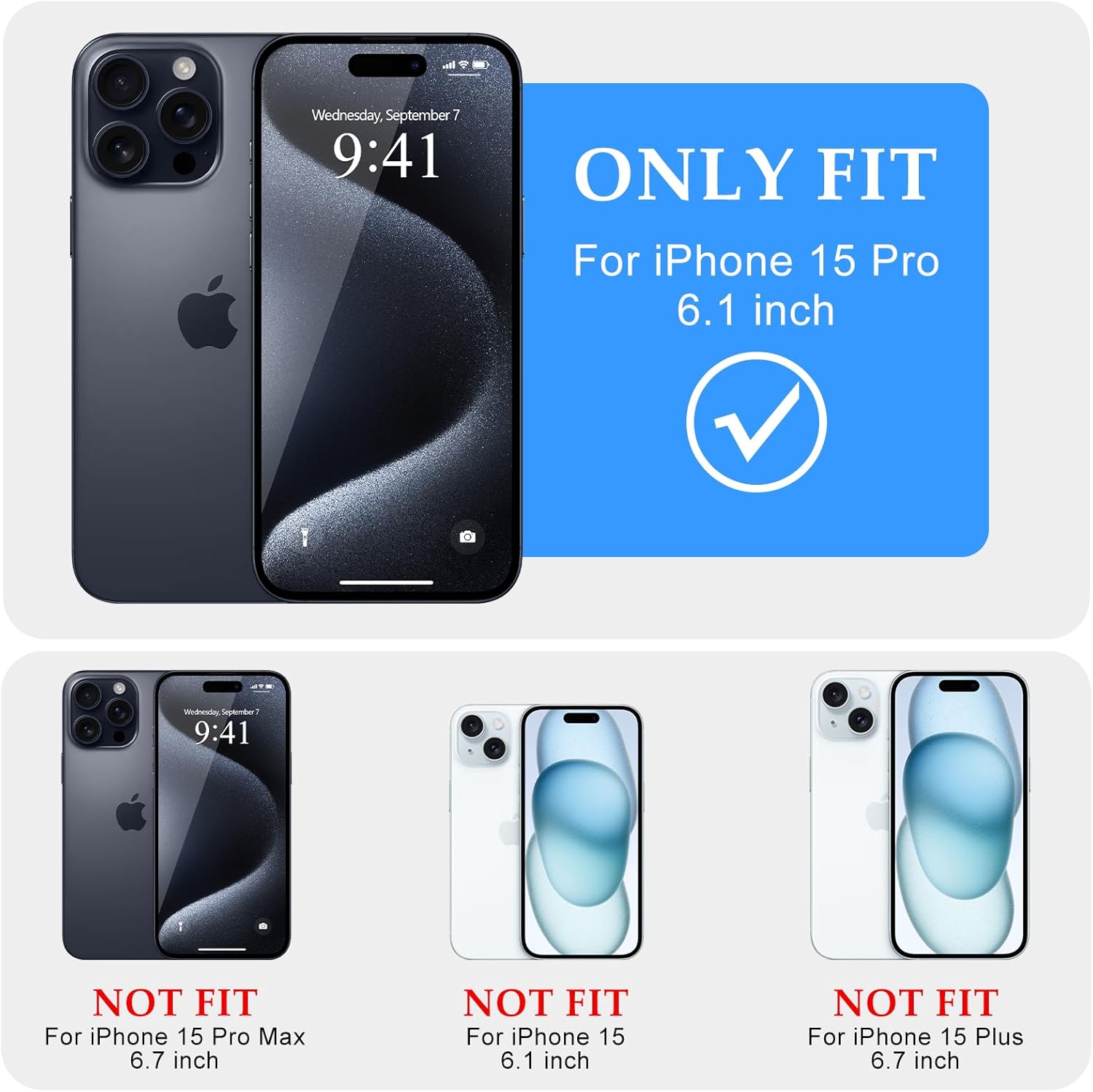 for iPhone 15 Pro Case, Curly Wavy Frame Hard Translucent Matte Clear Back Cover for Women Men Compatible with Magsafe TPU Bumper Shockproof Drop Protection Phone Case for iPhone 15 Pro Purple - Image 2