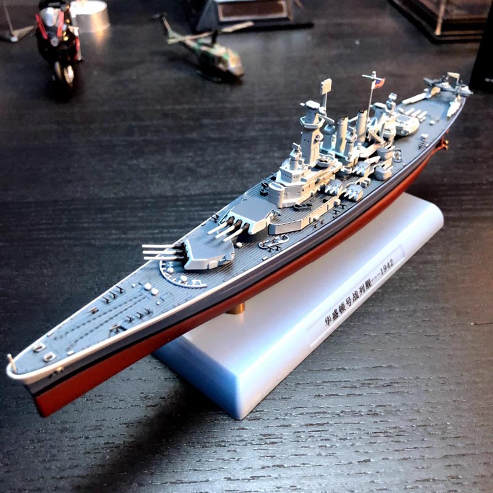 1:1000 Schlacht USS Washington BB-56 Kriegsschiff Schlachtschiff Modell Kleberfreie Farbtrennung Fertige Ornamente Militärische Hobby-Sammlungsgeschenke