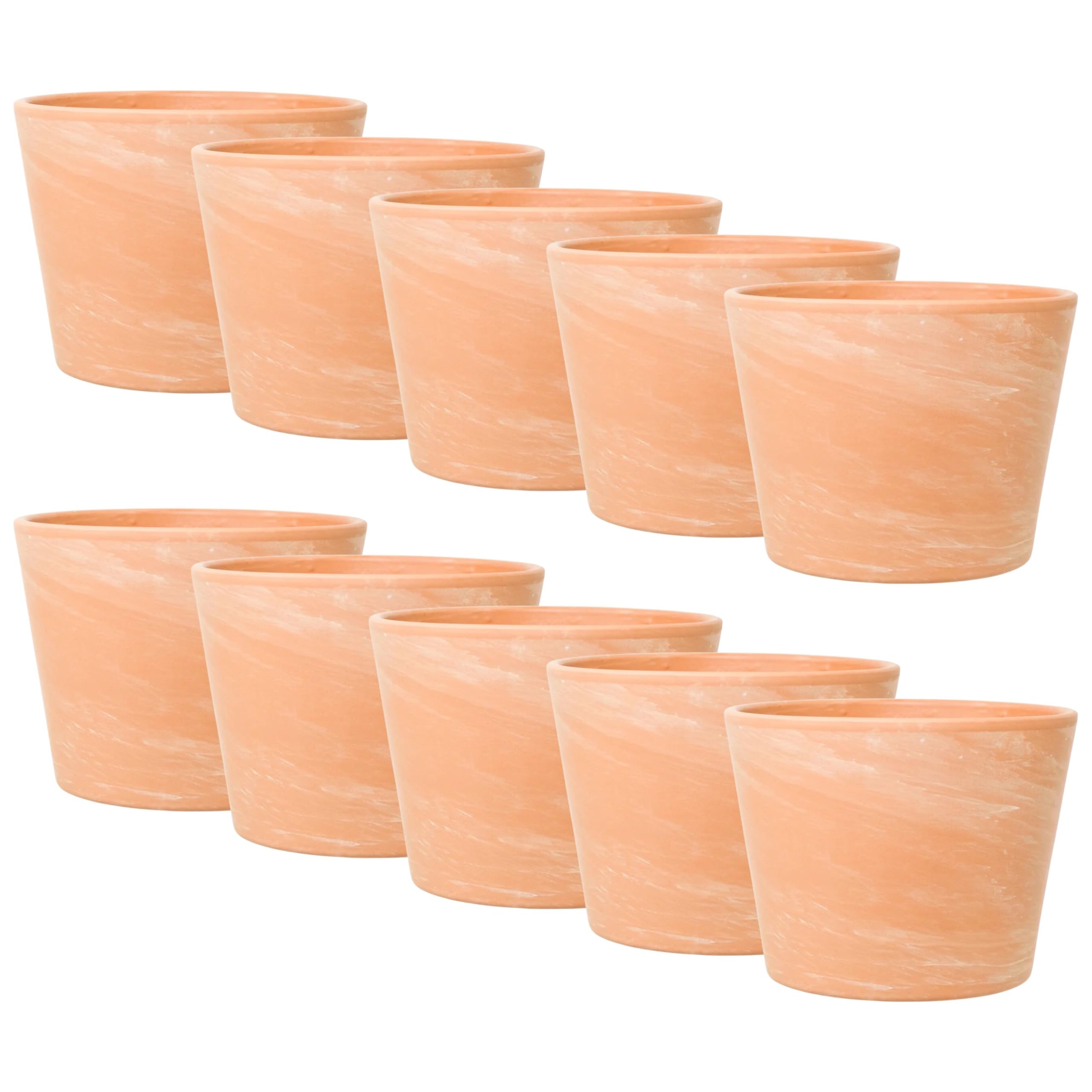 Leni Siena Terrakotta Keramik Übertopf 10 Stück Blumentopf rund Terracotta-Farben matt Pflanztopf ohne Loch für Zimmerpflanzen Hydrokultur Erde - Größe 12 M