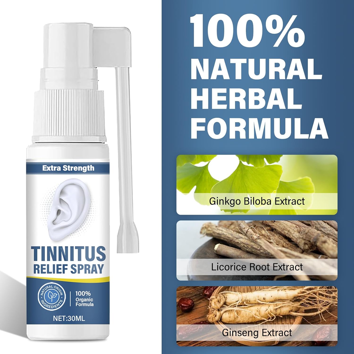 Tinnitus Relief for Ringing Ears, Ear Calming Mist, Natural Blend for Ear Comfort and Relaxation, Supports Healthy Hearing
