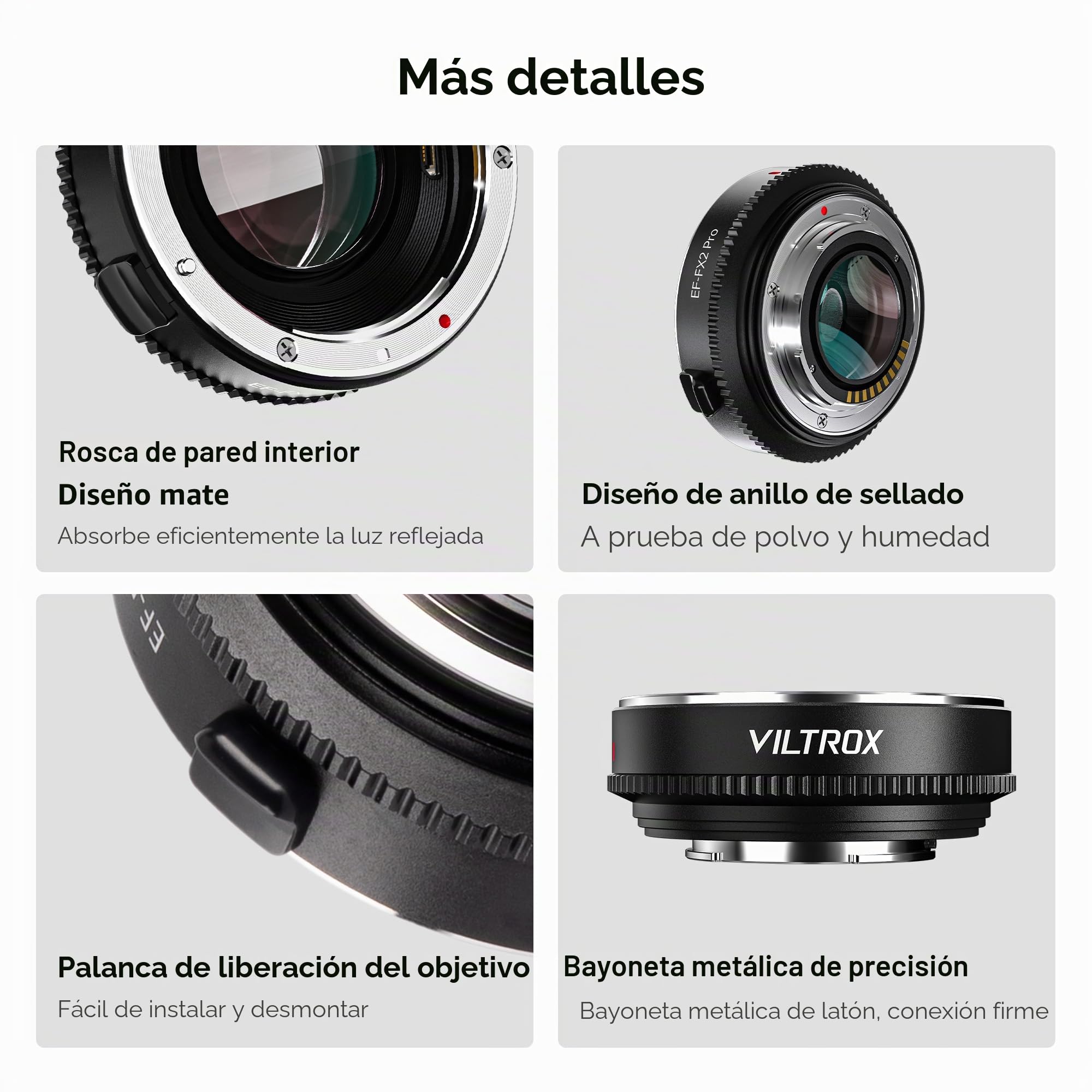 VILTROX EF-FX2 Pro Adaptador de Objetivo de Enfoque Automático 0.71x, Reductor Focal Aumentador de Velocidad Compatible con Canon EF Mount Objetivo a cámara Fuji X-Mount X-T3 X-T2 X-T20 X-T10
