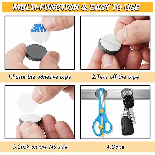 Miniatura 4 de Paquete de 20 imanes para manualidades con respaldo adhesivo, imanes de disco redondos, imanes de cerámica fuertes y pegajosos, pequeños imanes para