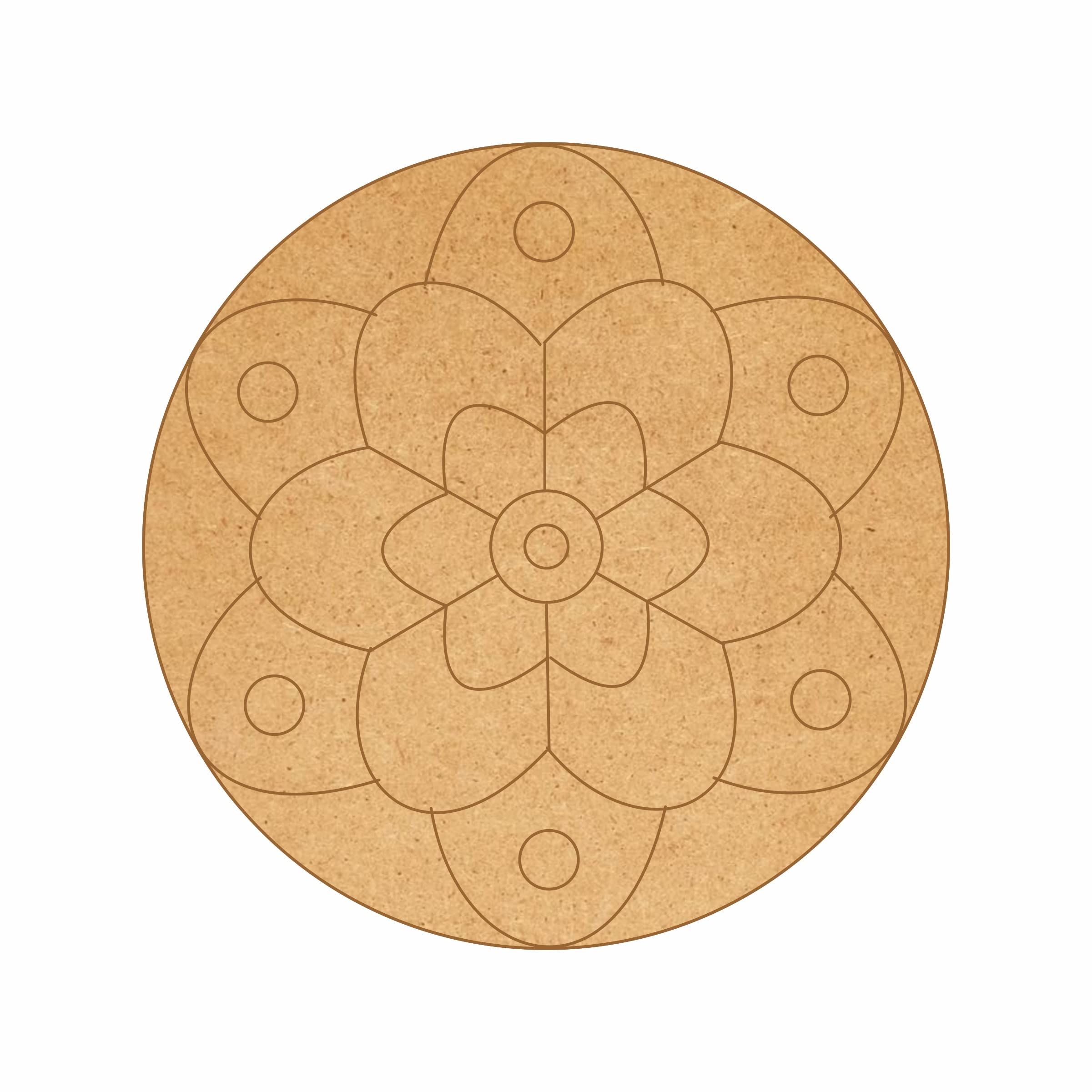 2 Pcs Pre Mark Mandala Design MDF Shapes Cutout for Crafts Work 5.9 * 5.9 inch-picture-38