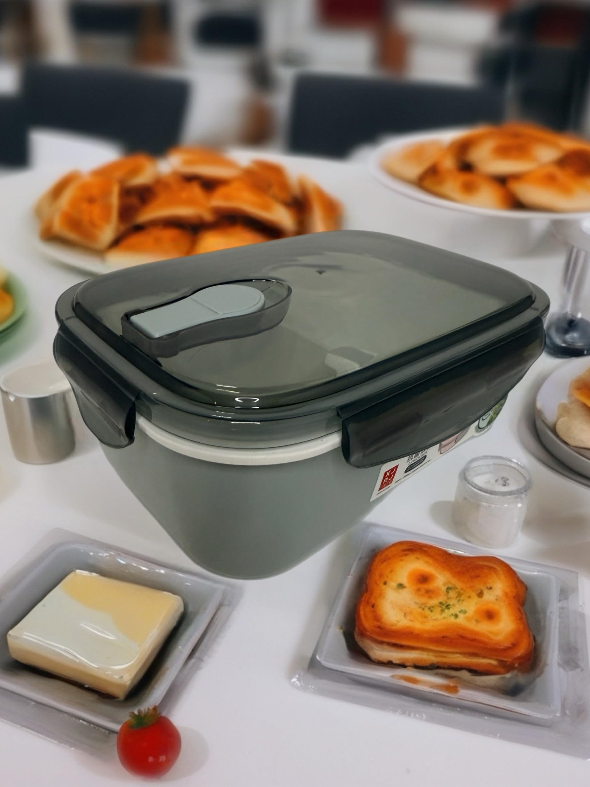 XJRJ 2-Compartment Lunch Box for Adults – Leak-Resistant, BPA-Free Bento Meal Prep Container with Utensil – Microwave & Dishwasher Safe 1000ml, Slate grey