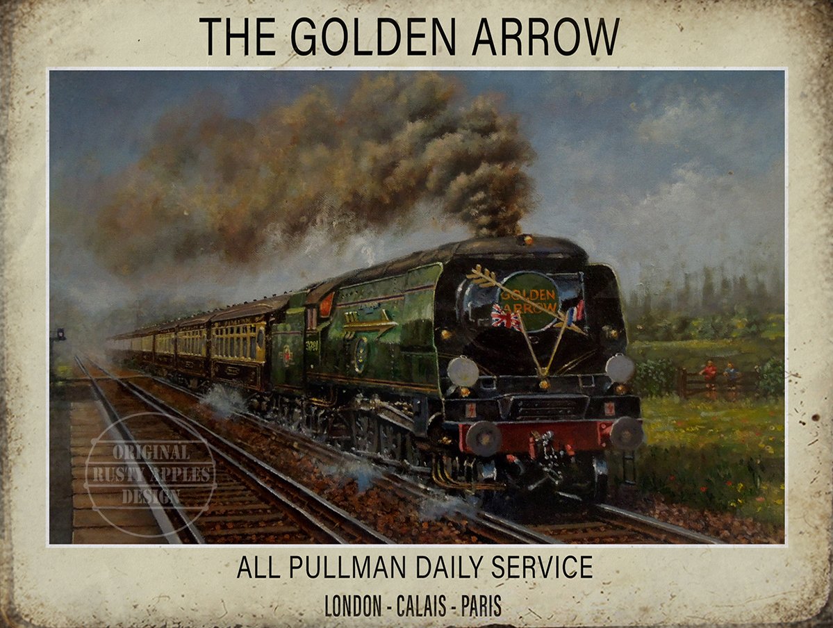 The Rusty Apples Metal Sign Co Gold The En Arrow– The En Age Of The Steam Train - Metal Sign – 3 Sizes To Choose – Home Decor – Unique Gift (8” X 6” 200 X 150 Mm)