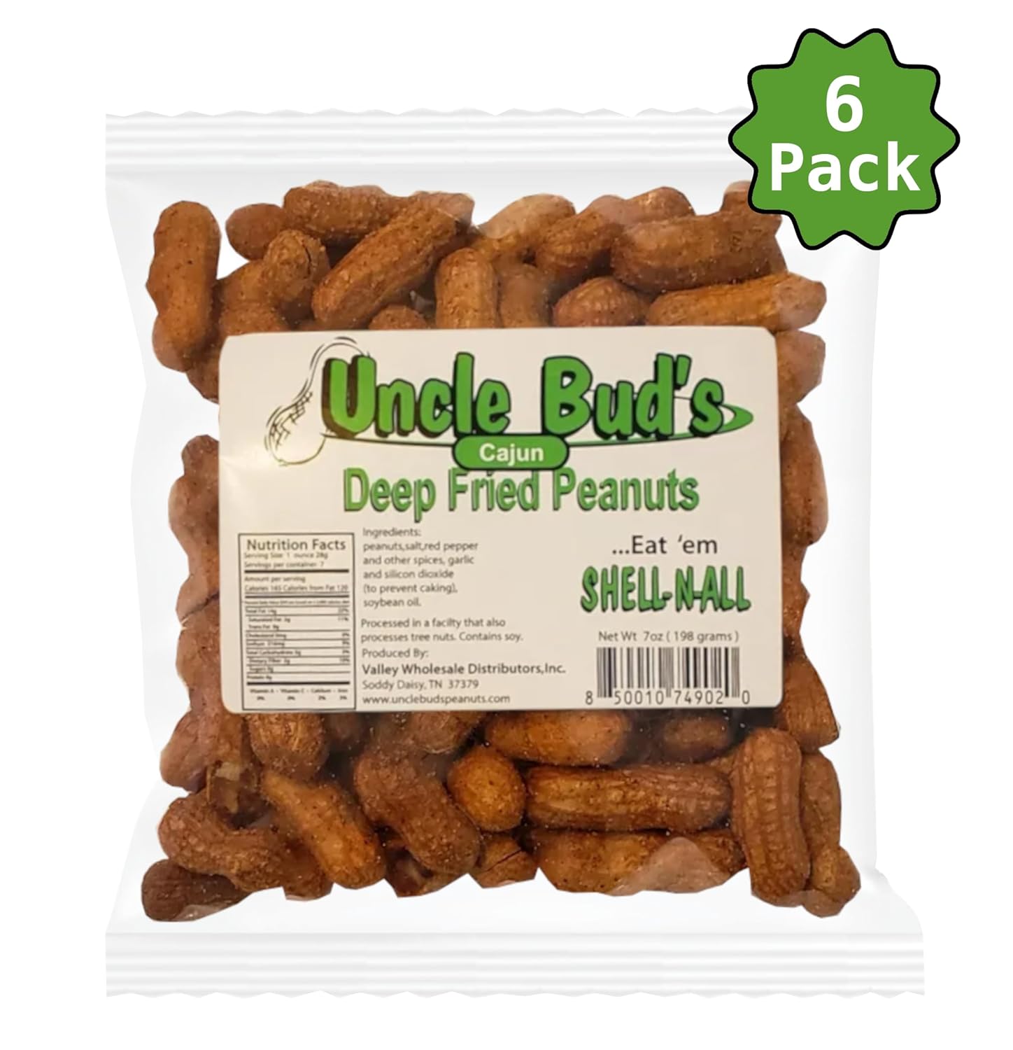 Deep Fried Peanuts -Eat em Shell & All! (Cajun) 6 PACK