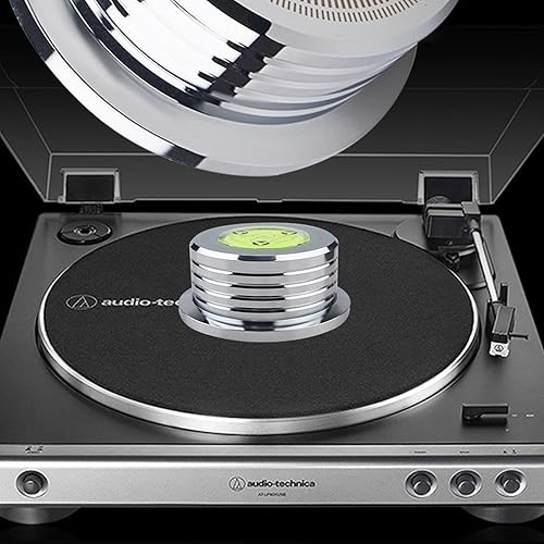 Miniatura 2 de Estabilizador de disco fono LP de peso récord, nivel de placa giratoria plateada de 60 Hz, HiFi de 9.9 onzas, escala de velocidad estroboscópica 3