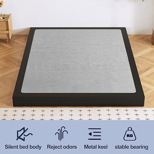 Miniatura 3 de Somier de Caja, Base de Colchón con Marco de Metal y Funda de Tela, Montaje Fácil, Sin Ruido (12.7 cm, Tamaño Matrimonial) 5 Inch,17.78 cm (7