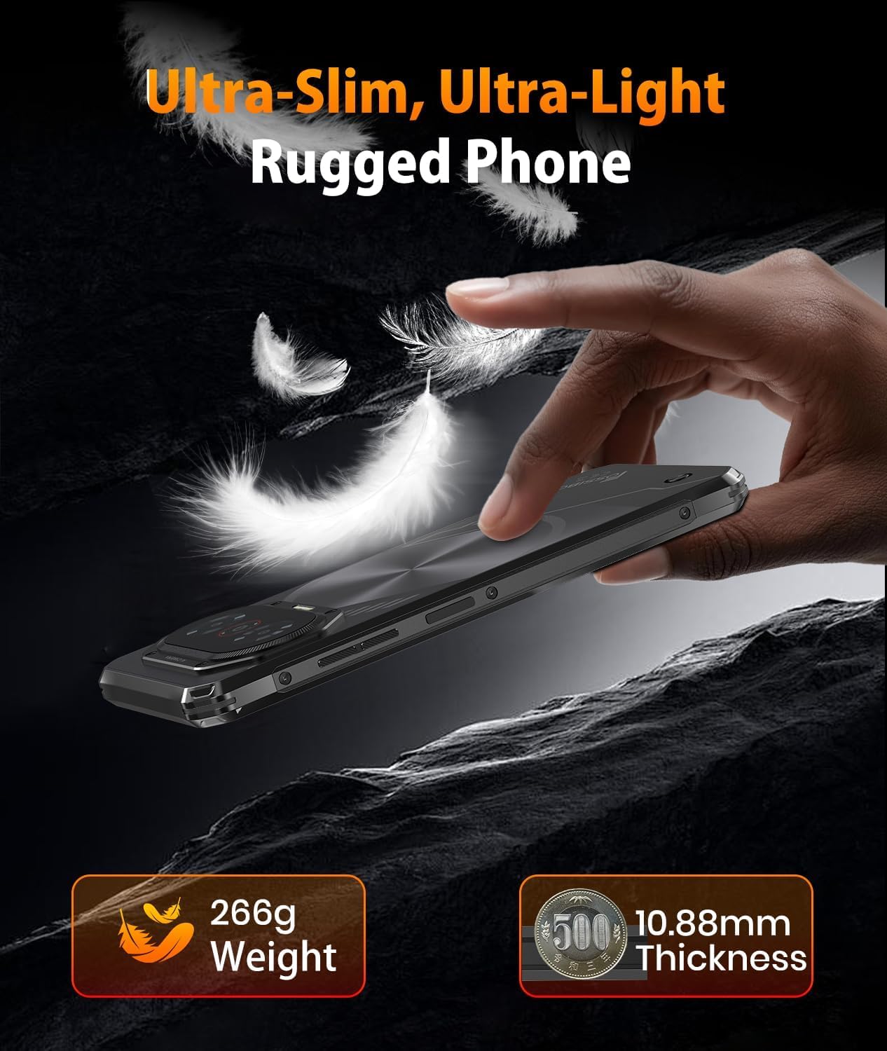 FOSSiBOT F114-28GO+256GO/2To+ écran 120 Hz Telephone Incassable Android 15 6.67''Gorilla Glass, 10.8mm Smartphone incassable léger, 50MP AI Caméra,5000mAh Telephone Portable, IP68/IP69K/NFC/4G | 10,8 mm/216 g léger