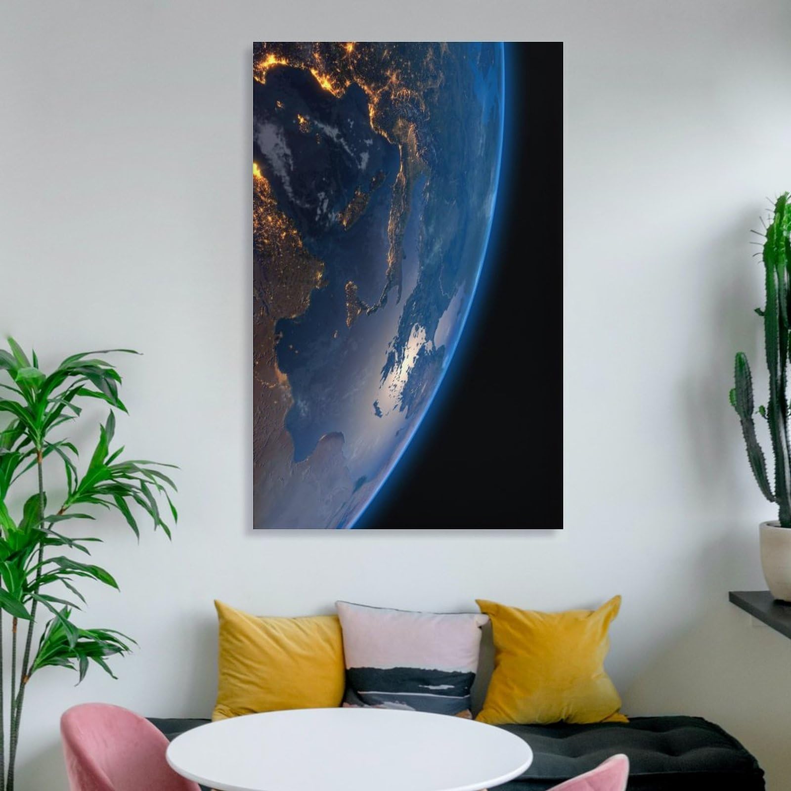 Amazon.co.jp: 絵画 宇宙の中の地球インテリア 絵画 輝く地球アート