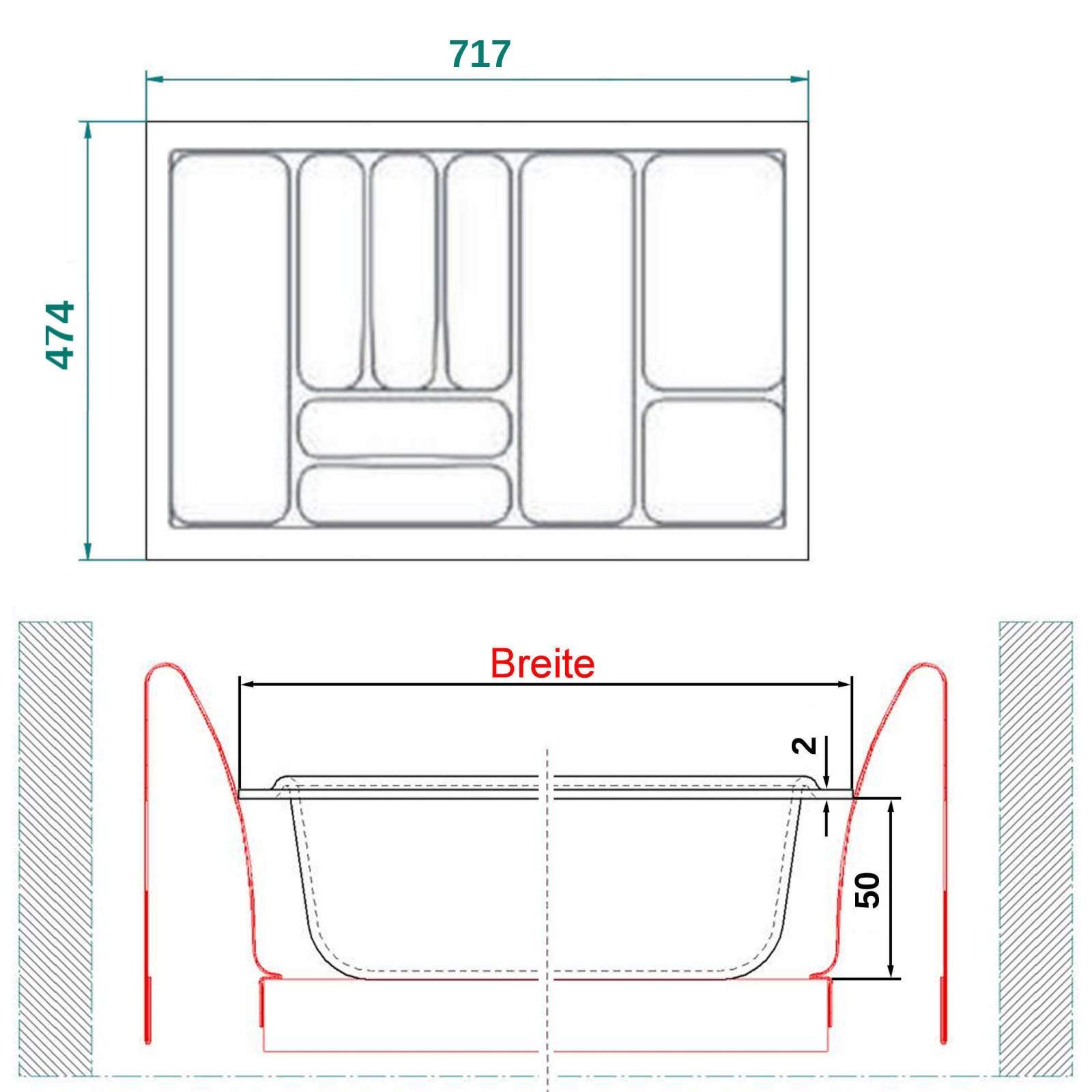 Vassoio Portaposate SO-TECH Per Cucina - 367x474 Mm, Per Cassetti 45 Cm, Argento, Polistirolo - Foto 12