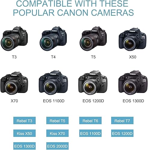 Miniatura 9 de Paquete de 2 baterías LP-E10 para cámara digital Canon EOS Rebel T7 T6 T5 T3, Kiss X50 X70, EOS 1100D 1200D 1300D 2000D