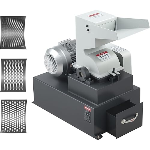 VEVOR Hammer Crusher, 3KW 220V Electric Rock Stone Shatter Grinder, Glass Crushing Machine with 400 to 600 kg/h Crushing Capacity, Coal Crusher Milling Machine with 0.12/0.24/0.4 inch Sieve Screens