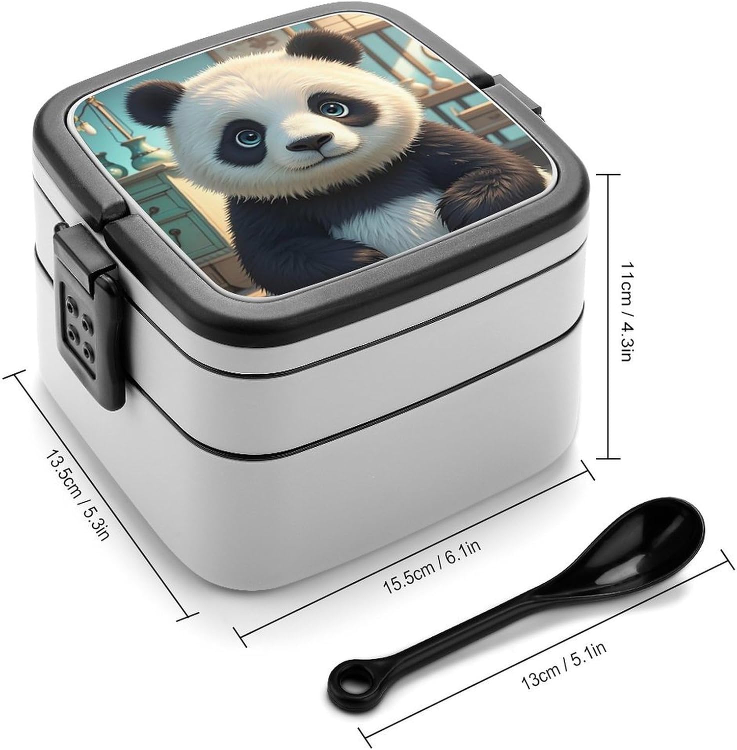 Anime Panda Face Bento Box Double Layer Lunch Box 1000ml image 2