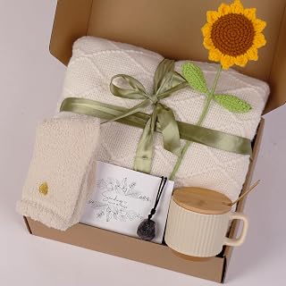 Gift Baskets for Women - Get Well Soon Care Package for Recovery After Surgery, Self Care & Sympathy Gifts for Loss of Loved One, Unique Thinking of You or Mother's Day Present for Her (Ivory)