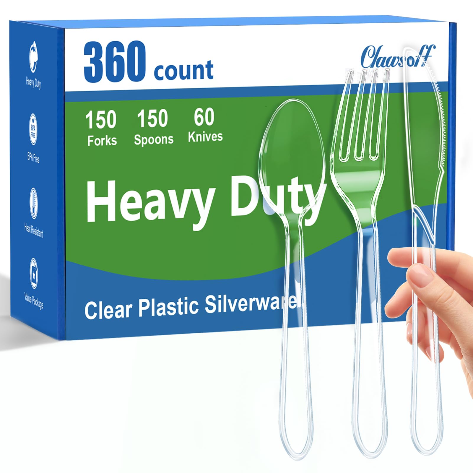 Clawsoff 360 Clear Plastic Silverware Set -1
