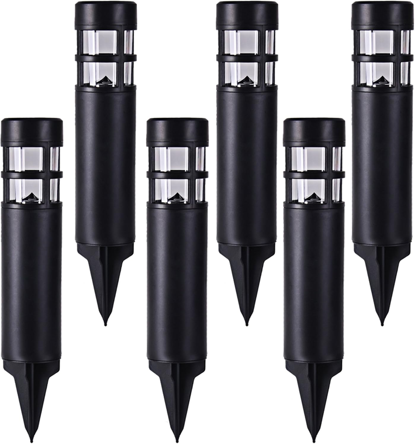 voona Solar Garden Lights Outdoor 6-Pack LED Solar Powered Landscape Bollard Path Lighting for Patio Pathway Backyard Lawn Driveway(Black)