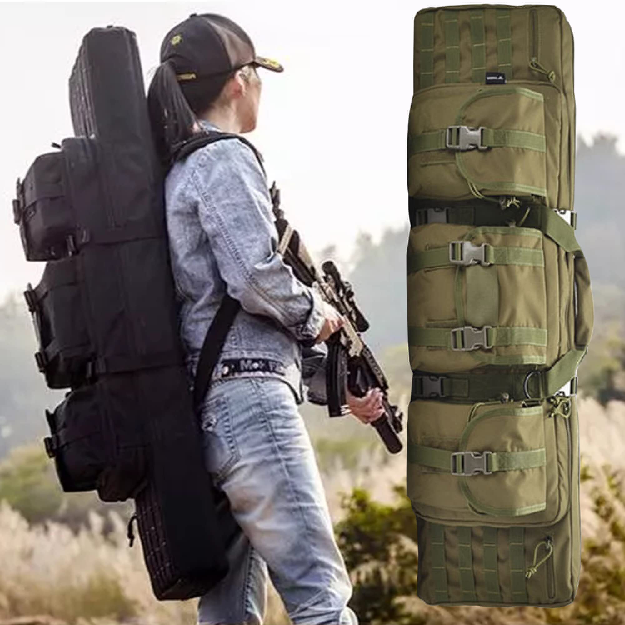 Estuche de Escopeta Largo Doble, Bolsa de Rifle Suave, Mochila de Rifle de Caza, Bolsa de Escopeta táctica, Bolsa de Almacenamiento de Armas de Fuego, Estuche de Transporte