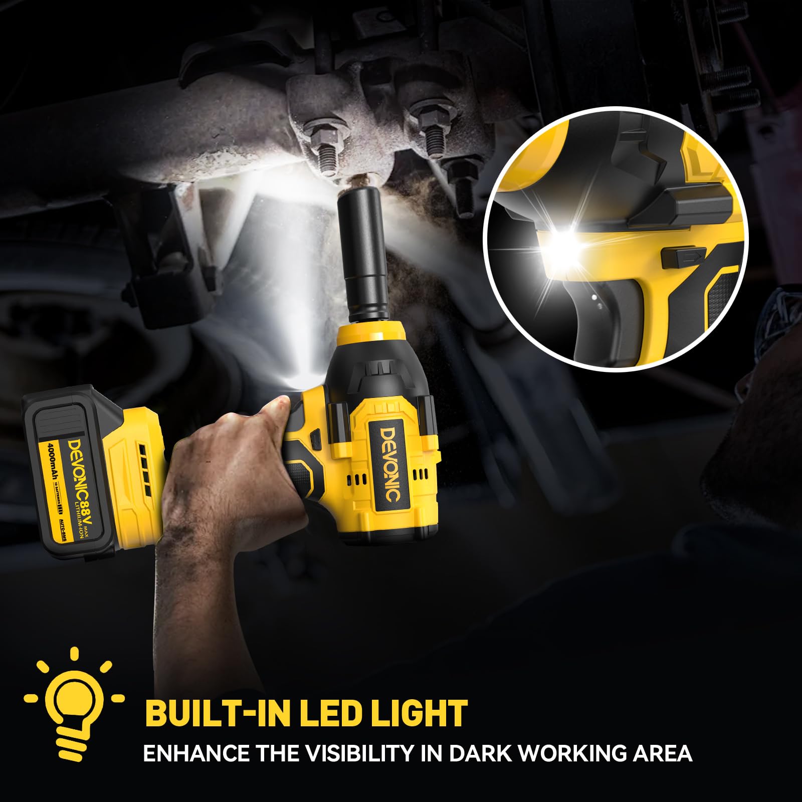XGOLD DEVONIC Cordless Impact Wrench,750Ft-lb(980N.m) Brushless