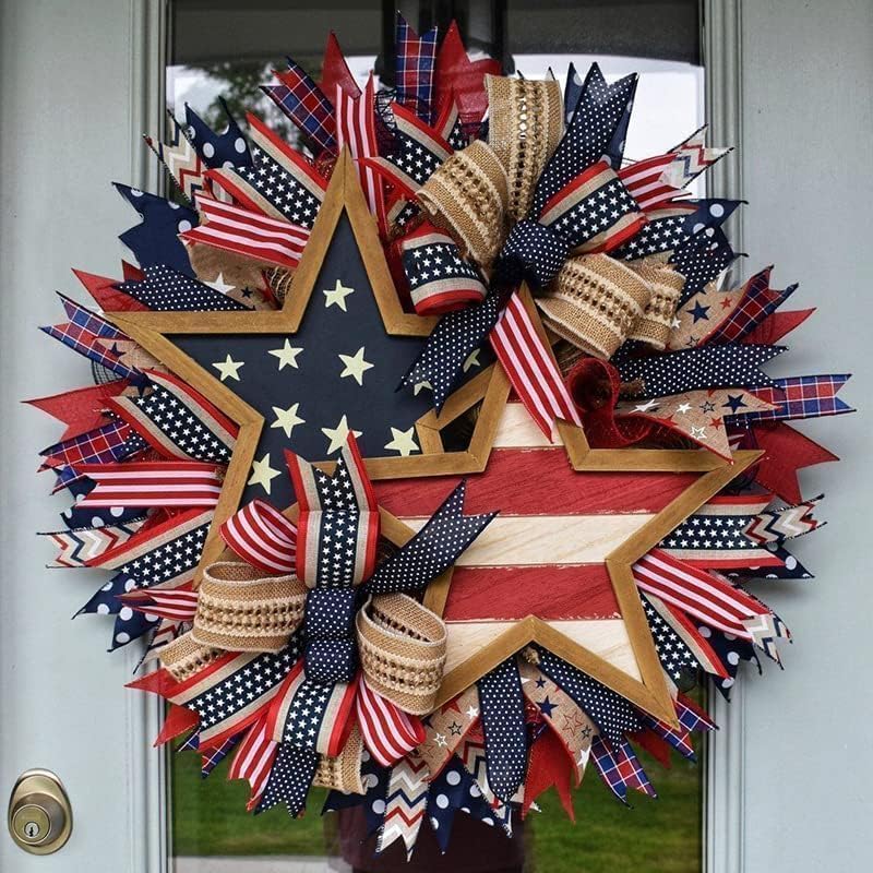 250th Anniversary Patriotic Wreath, Memorial Wreaths 3D Eagle Wreaths for Front Door, Red White and Blue Wreath All-Weather Farmhouse Outdoor Holiday Decoration (A)
